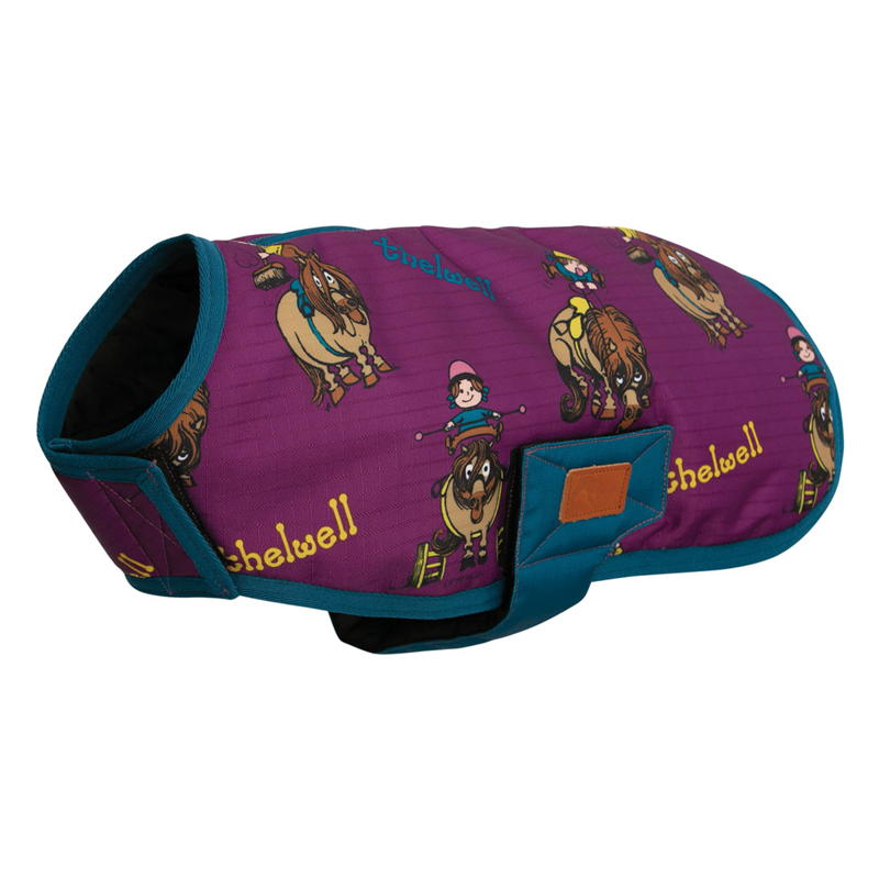 Benji and Flo Thelwell Collection Pony Friends Dog Rug Coat - Imperial Purple/Pacific Blue-1